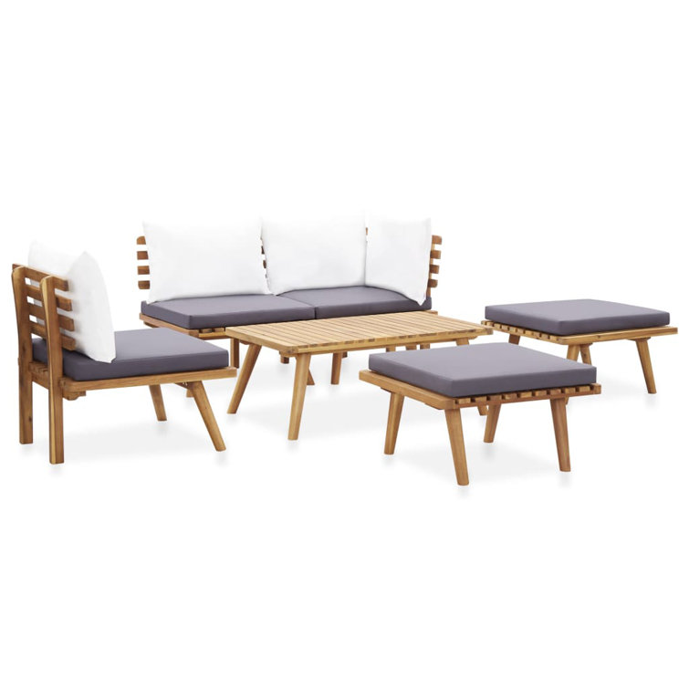 Oliver 6 Piece Patio Lounge Set Solid Wood Acacia Wayfair